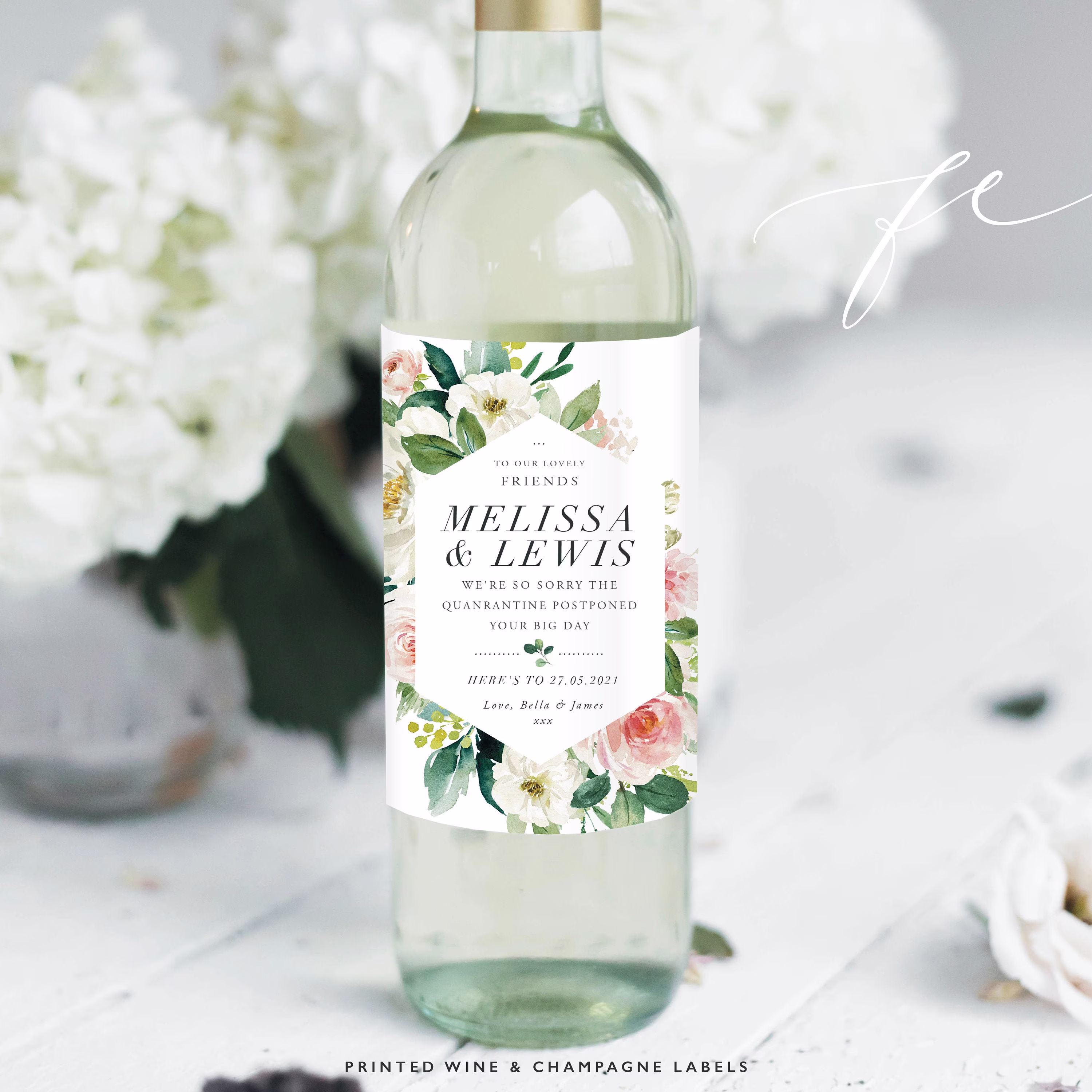Postponed Wine Label For Couple | We're Sorry Your Wedding Was Cancelled Quarantine Wine Personalised Fewl02Q2