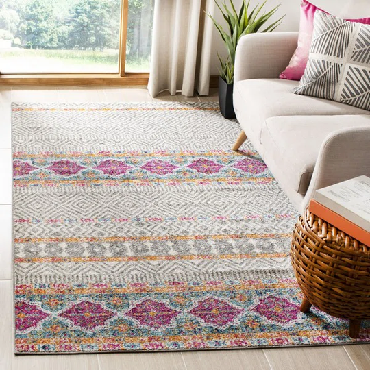 Tabb Hooked Grey/Yellow/Pink Rug