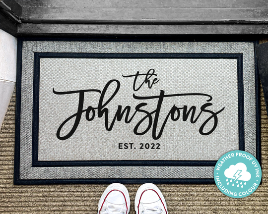 Established Date Personalized Rug - Outdoor Doormat Family Name Housewarming Gift Wedding Washable Custom