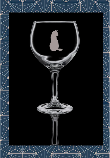 Cat Engraved Balloon Gin Glass. Beautiful Etched Personalised With Name. Design Won't Wear Off Like Vinyl.122