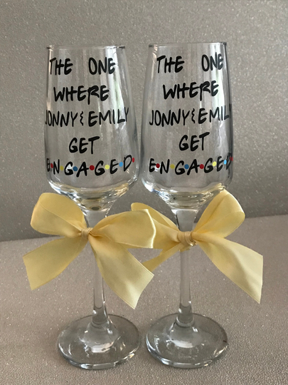 Personalised Engagement Glasses, Personalised Wedding Glasses For Friends, New House Gift, Housewarming Gift