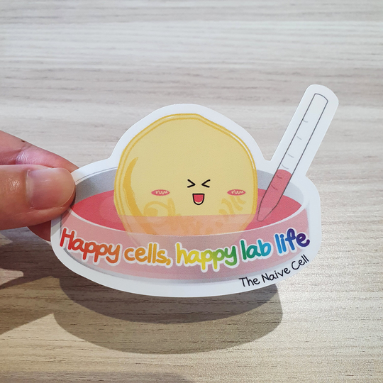 Happy Well Fed Cell, Vinyl Or Paper Sticker, Cute Science Sticker
