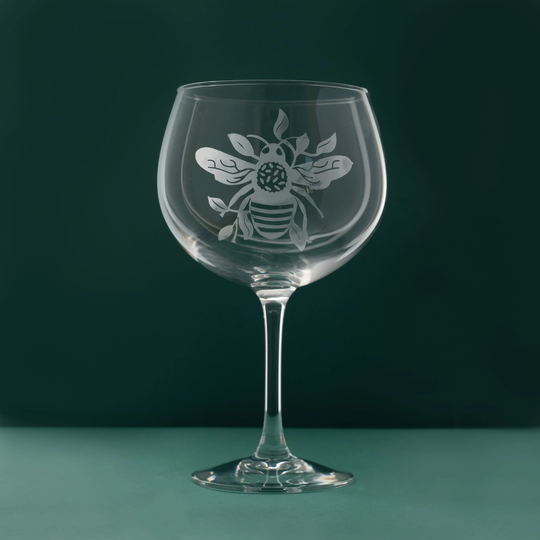 Bumble Bee Hand Etched Gin Glass, Gift, Custom Glass