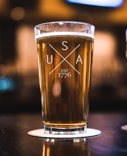 Usa Est 1776 - 16 Oz Capacity Made in The Engraved Beer Pint Proud American 4Th Of July Best Gift For Patriots