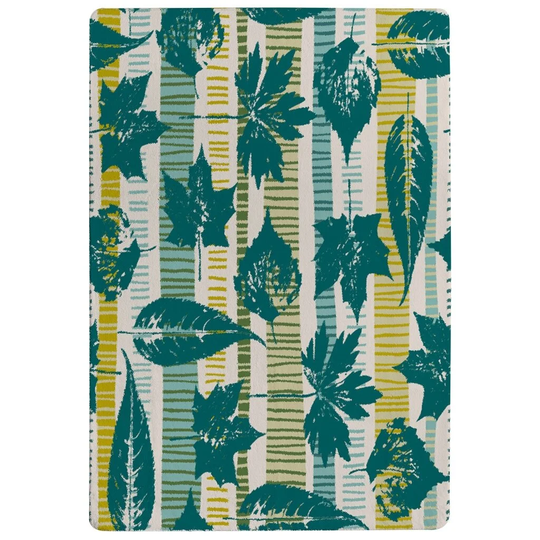 Peden Autumn Seamless Pattern with Leaves on Background Designer Shaggy Green/Yellow Rug