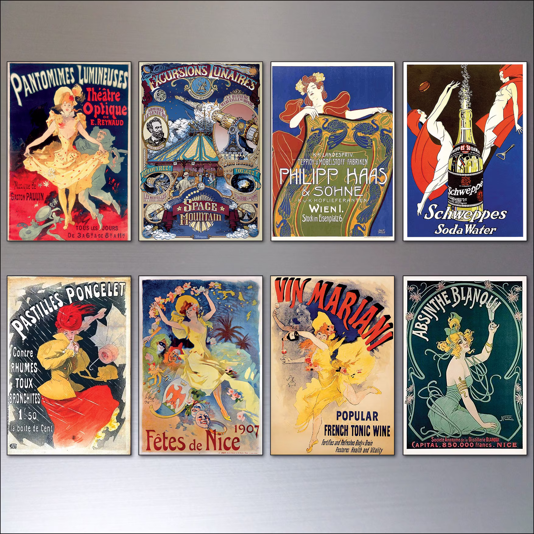 A Set Of 8 Vintage French Art Nouveau Bohemian Poster Prints Fridge Magnets - No.2