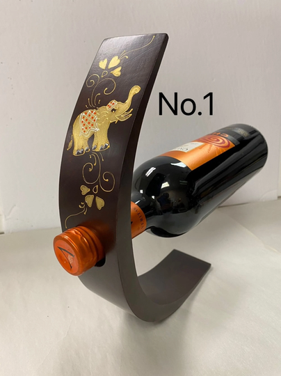 Handmade Wood Wine Bottle Holder, Hand Crafted in Thailand