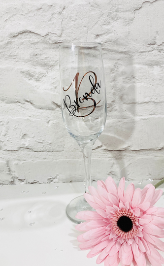 Personalised Prosecco Glass, Bridesmaids Glasses, Wedding Bridal Party Champagne Flutes, Prosecco Glass