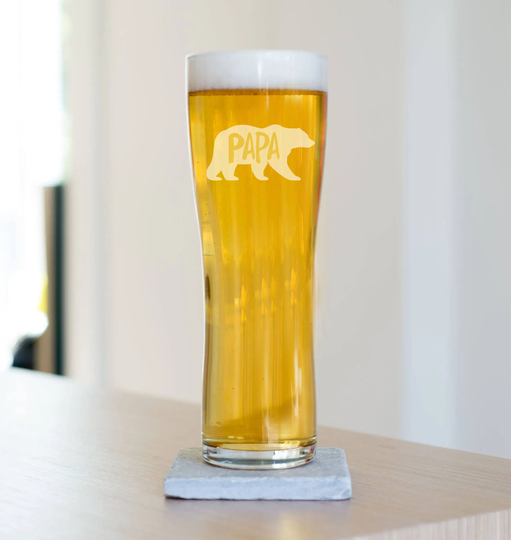 Papa Bear Beer Pint Glass, Daddy Glass For Dad, Father's Day Gift, Dad Gift From Kids, With Box