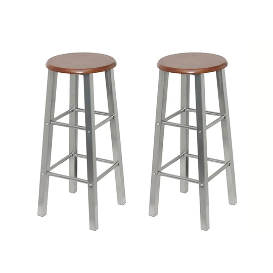 2X Bar Stools Metal With MDF Seat Kitchen Breakfast Barstool Chair