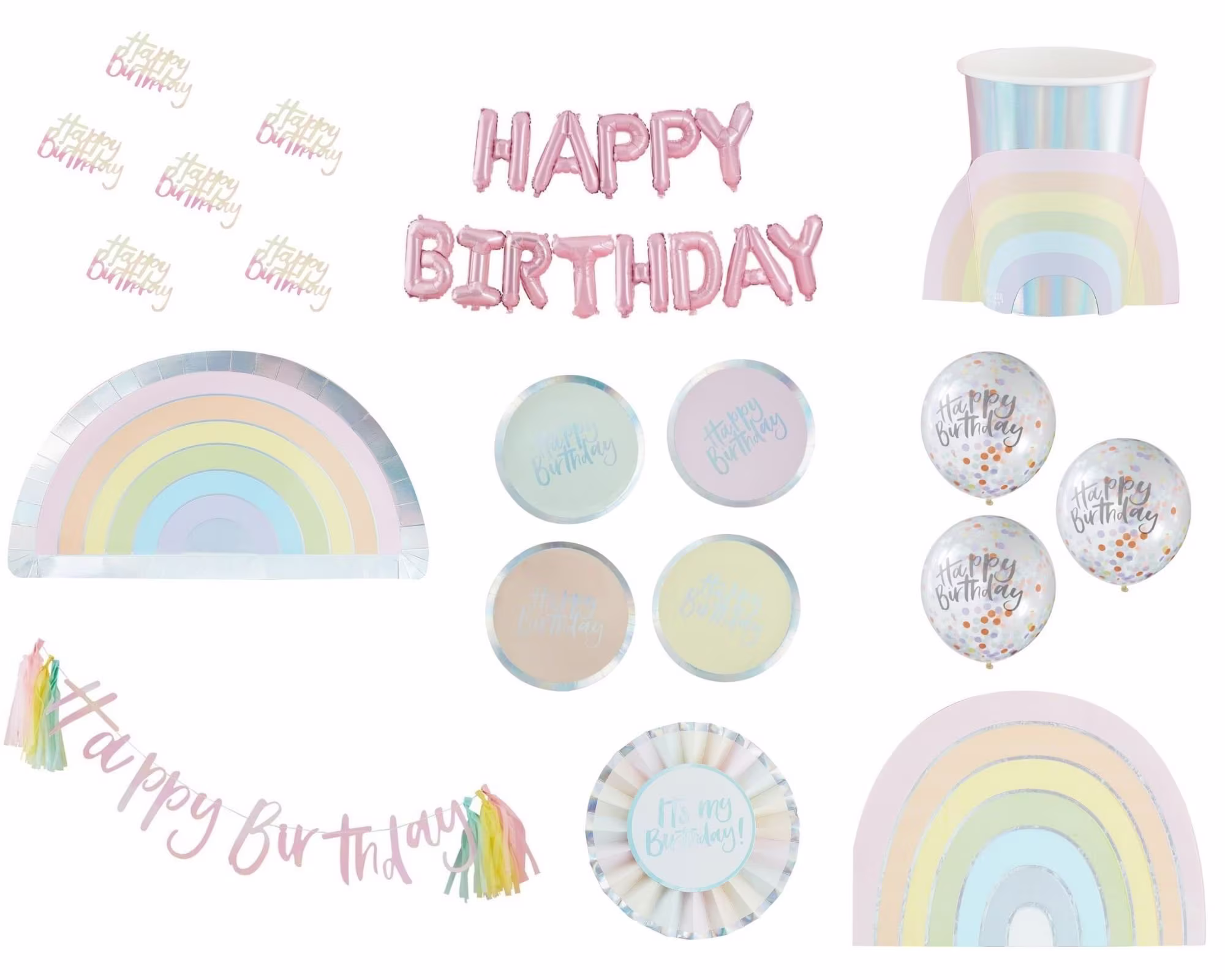 Pastel Rainbow Party Decorations, Plates, Decor, Baby Shower, Birthday