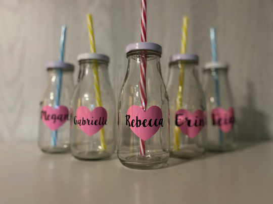 Personalised Heart Milk Bottle With Straw