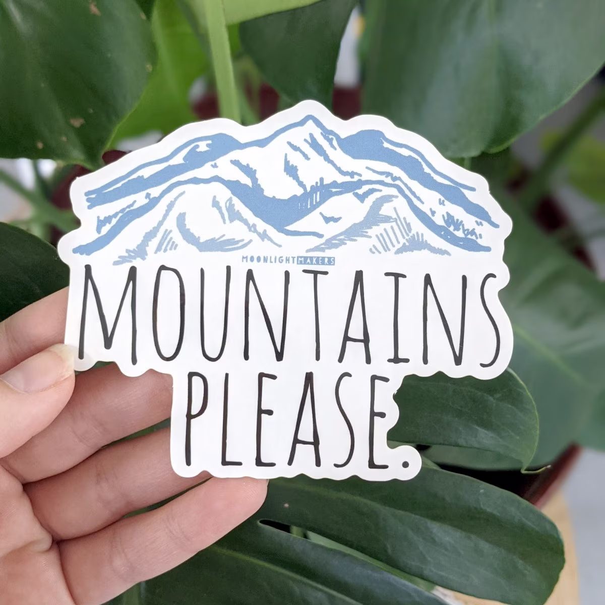 Mountains Please, Bumper Sticker, Car Vinyl, Bike Weatherproof, Die Cut