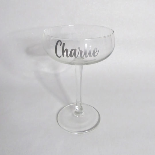 Personalised Name Champagne Coupe - Martini Cocktail Glass Different Colours Gift Christmas Party