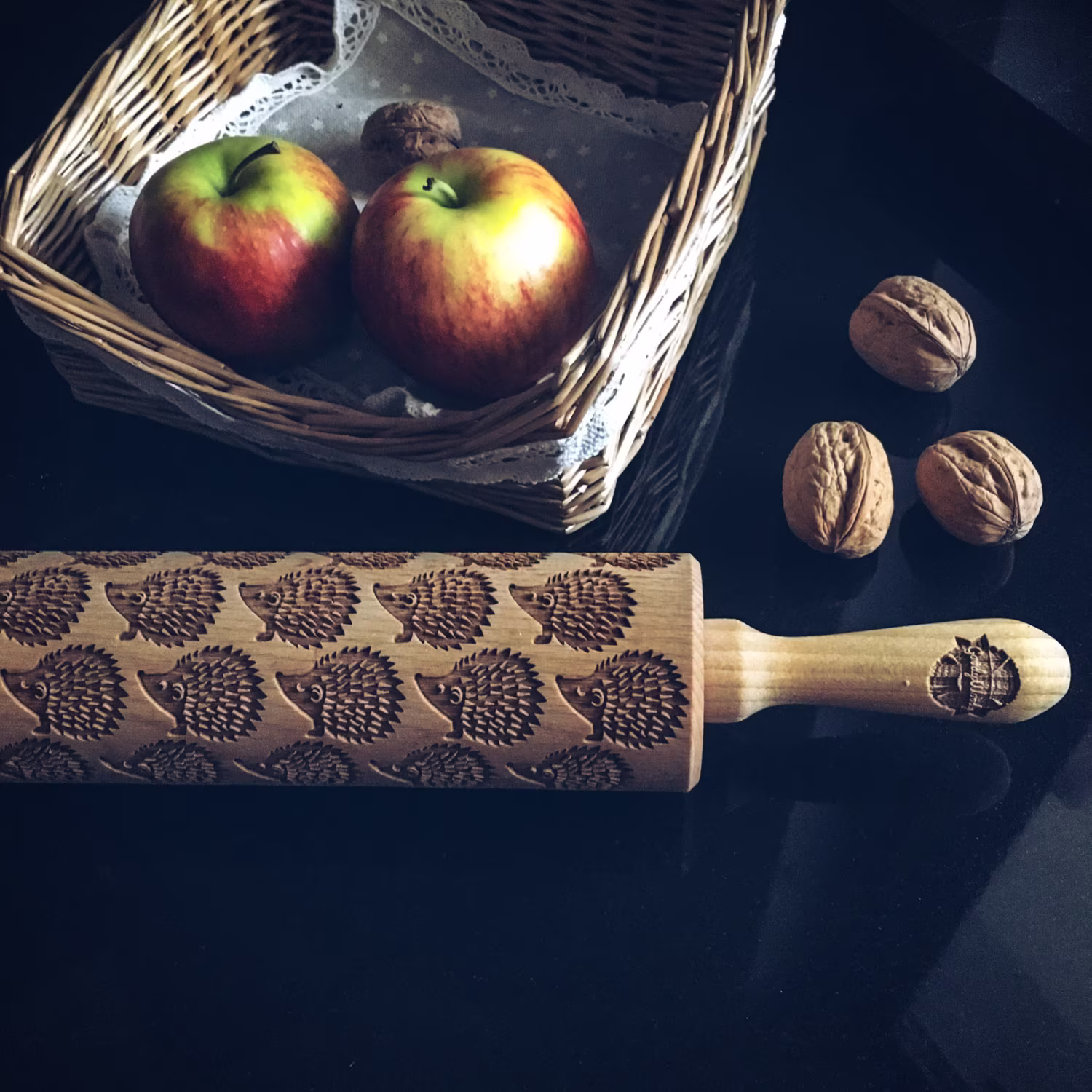 Hedgehog Rolling Pin, Embossing Engraved Pin By Laser