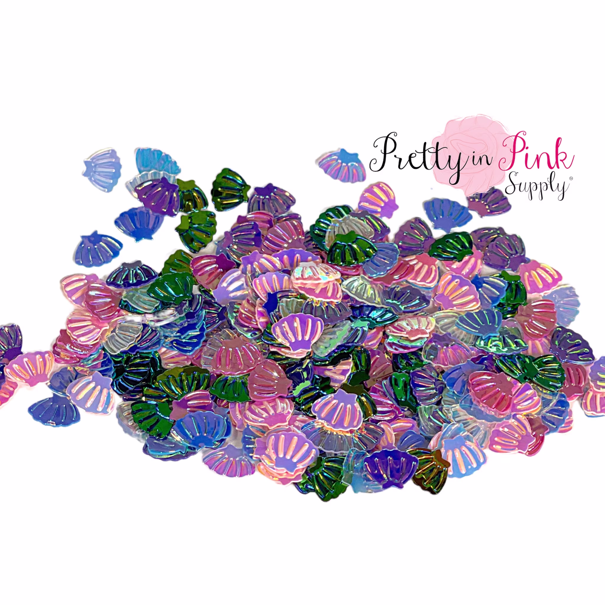 Seashell Confetti For Shaker Bows, Decorations, Crafts, Keychains & Party Supplies | Iridescent Mermaid Seashells Loose Glitter