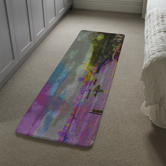 Loggins London Bridge View Designer Shaggy Grey/Pink/Blue Rug