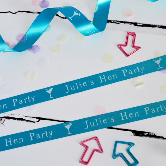 Hen Party 15mm Personalised Printed Ribbon - Bridal Shower Bride To Be Bachelorette