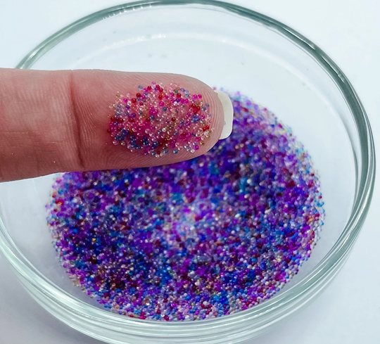 Medium Light Multi Colored Glass Caviar Pixie Micro Mini Beads Nail Art in Fancy Jar Ships From Usa