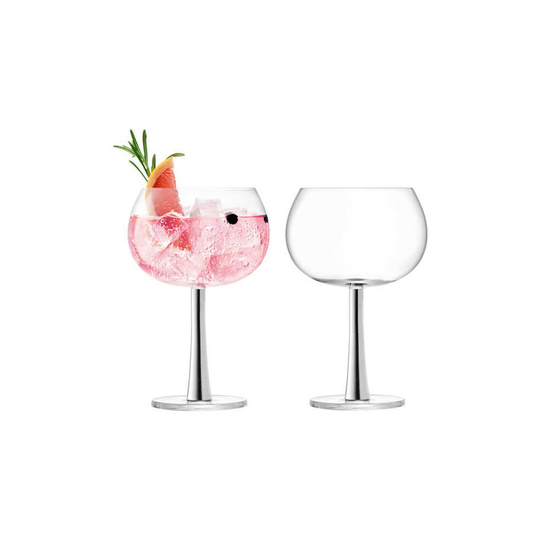 LSA International Balloon Gin Glasses, Platinum Stem, 420 ml, Set of 2