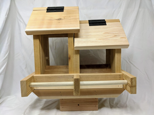 Cedar Bird Seed Feeder With 2 Hoppers - Optional 4x4 Post Assembly Great Family Gift Hand Made in Usa