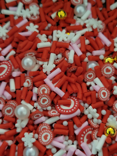 Heart Mix Polymer Clay Slices - Fimo Slime Shaker Bows Filler Clip Filler- Fake Sprinkles