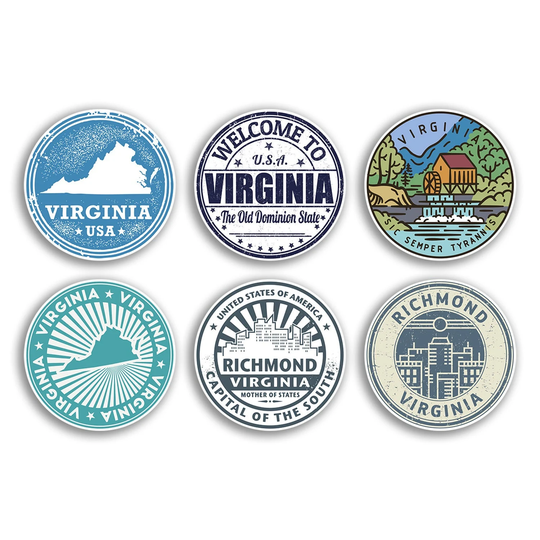 6 X 10cm Virginia Vinyl Stickers - Richmond Us Usa State America Travel Map Flag Holiday Luggage Men Women Boys Girls Design Gift #78822