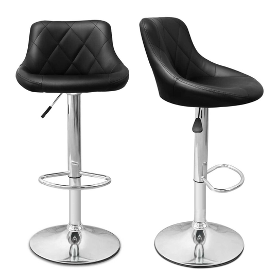 (2pcs) Modern Bar Stools Gas Lift Rest Chairs Swivel Barstools Faux Leater Black (2pcs/4pcs)
