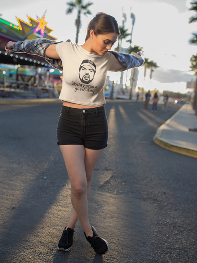 Today Was A Good Day, Woman's Crop Top Tee, Shirt, Beige T-Shirt