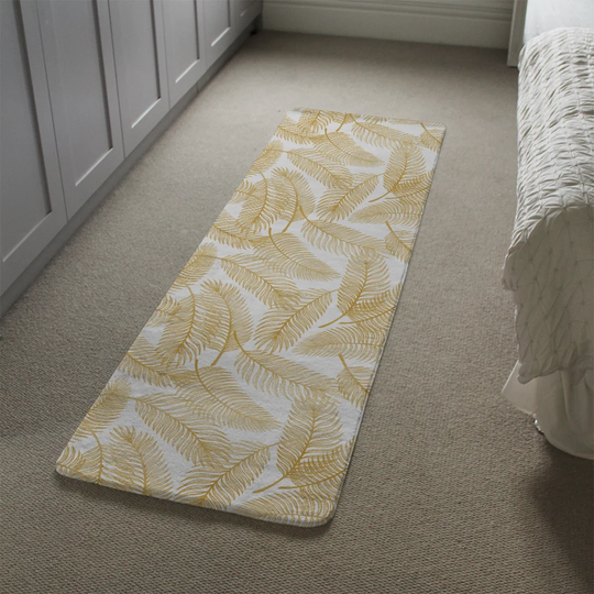 Lapierre Golden Leaves Designer Shaggy Yellow/White Rug