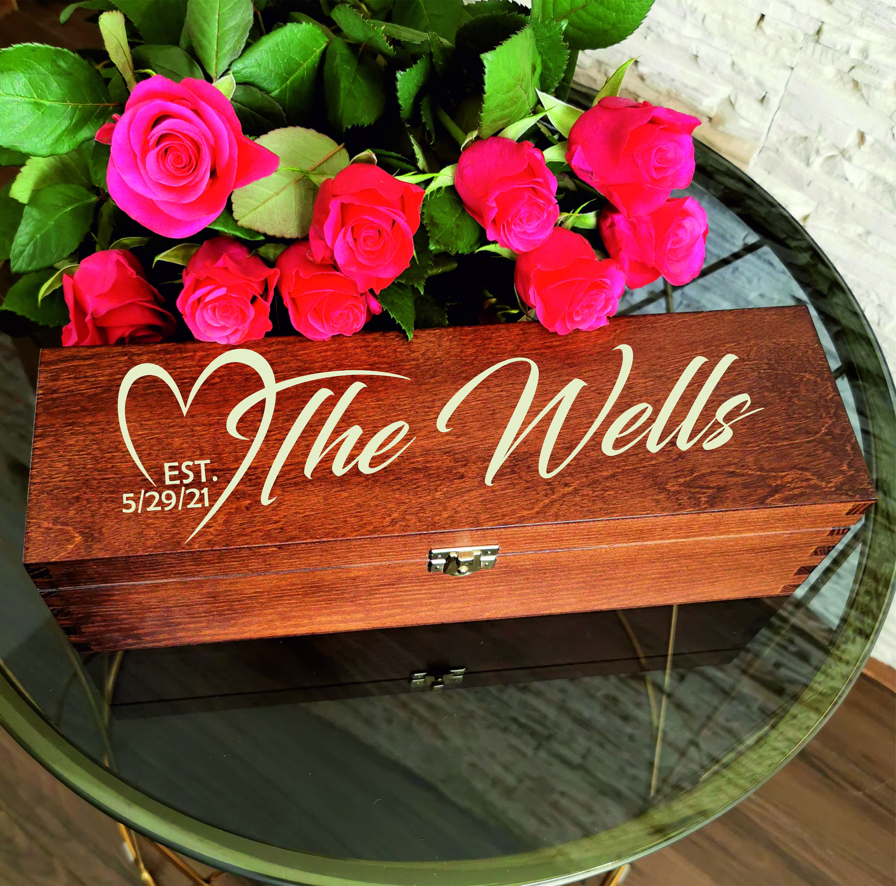 Wooden Laser Cut Wine Box Personalized Christmas Gift For Couple Custom Mr Mrs Keepsake Anniversary Birthday Present Lovers