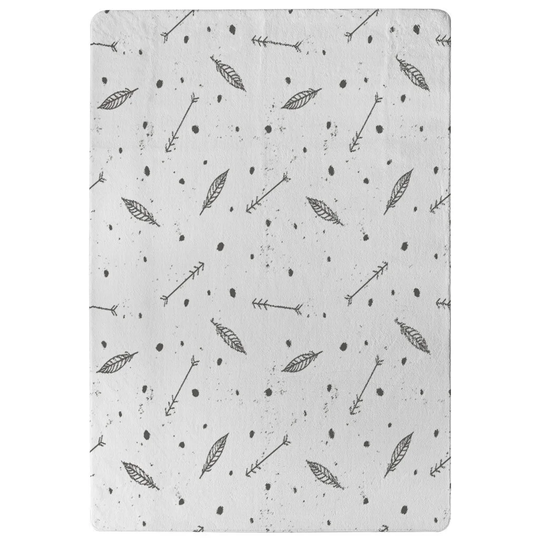 Eldridge Feathers and Arrows in Boho Style Designer Shaggy White/Grey Rug