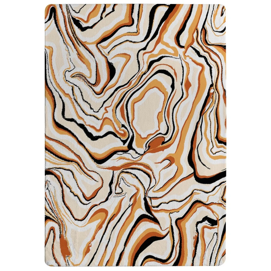 Melrose Warm Toned Liquid Marble Designer Shaggy Orange/Beige Rug