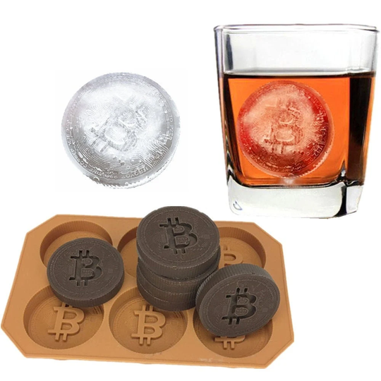 Bitcoin Ice Cube Chocolate Baking Tray | Btc Crypto Coin Fudge Cookie Soap Wax Jello Drinks Cocktail Mould Silicone Moulds Crafting Mold