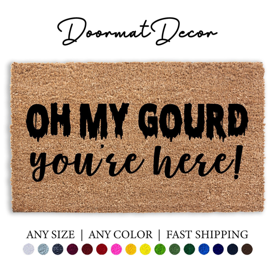 Oh My Gourd You're Here Doormat, Halloween Thanksgiving Fall Home Decor, Outdoor Welcome Mat, Entryway Door Pumpkin Rug, Decorations