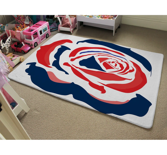Gallagher Rose Print Designer Shaggy Navy/Blue/Red Rug