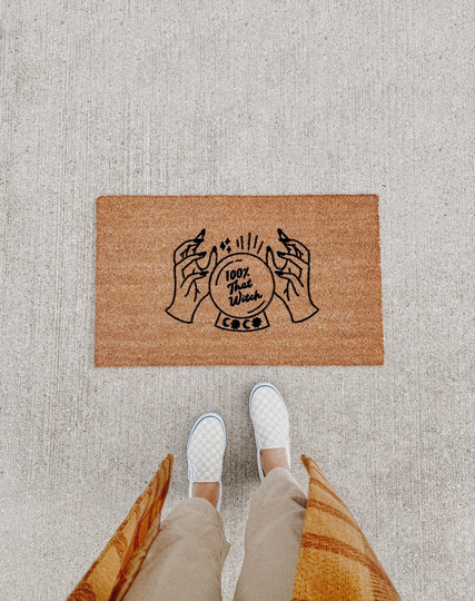 100% That Witch Doormat | Fall Decor Cute Outdoor Halloween Welcome Mat Autumn