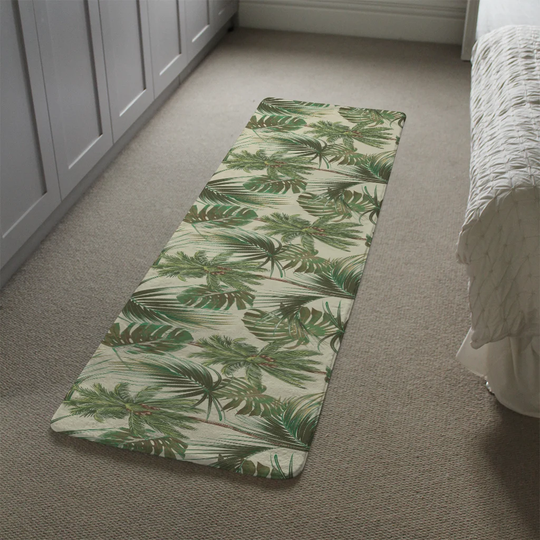 Lefever Tropical Leaves on Designer Shaggy Cream/Green Rug