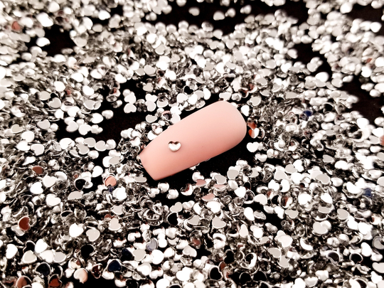 2.5mm Clear Silver Backed Heart Flatback Resin Cabochon, Shaker Mold Embellishment Bits, Kawaii Nail Hearts, Tiny Hearts