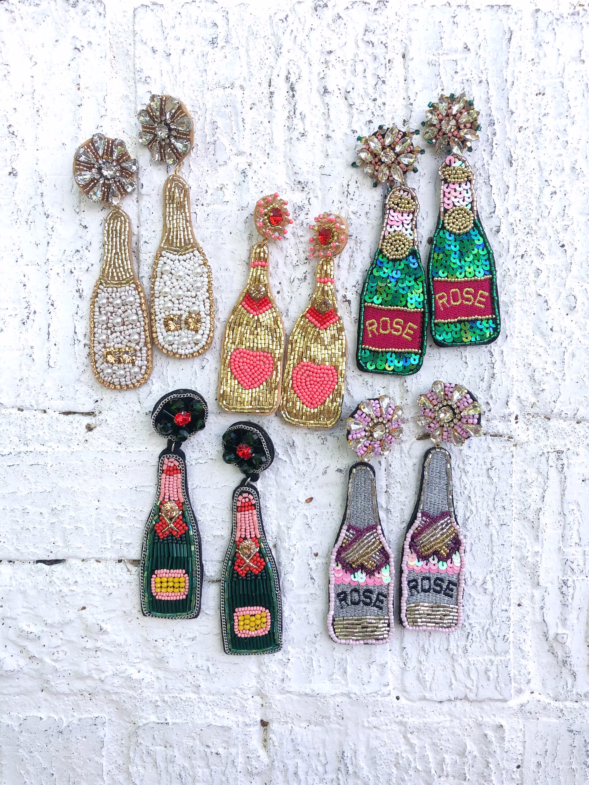 Sale Champagne Glass Beaded Earrings