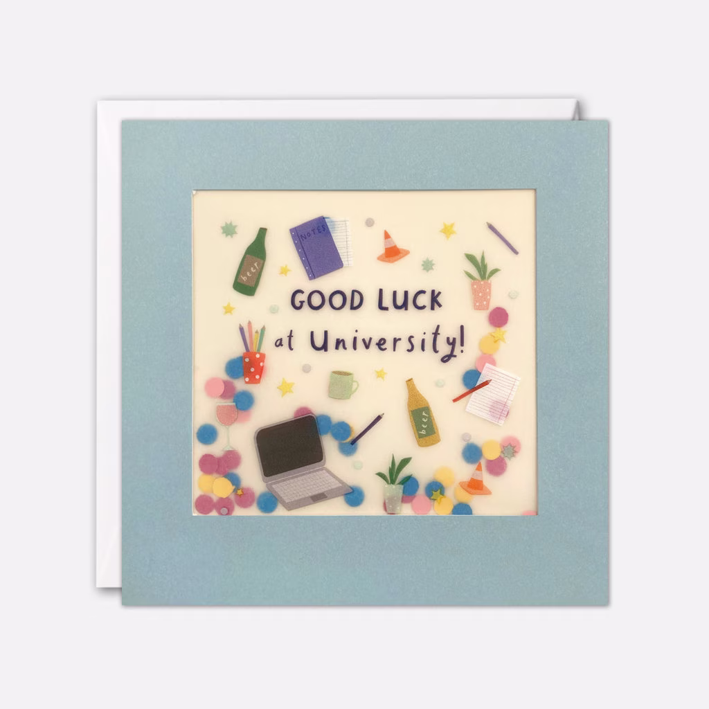 Good Luck At University Card With Paper Confetti - Shakies By James Ellis