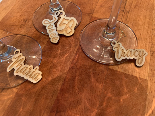 Name Wine Charm - Place Cards Table Charms Wedding Favors Shower Favor Glass Custom