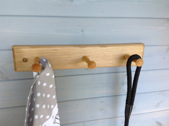 Oak 3 Peg Hanging Rail, Coat Pegs, Rack, Hooks
