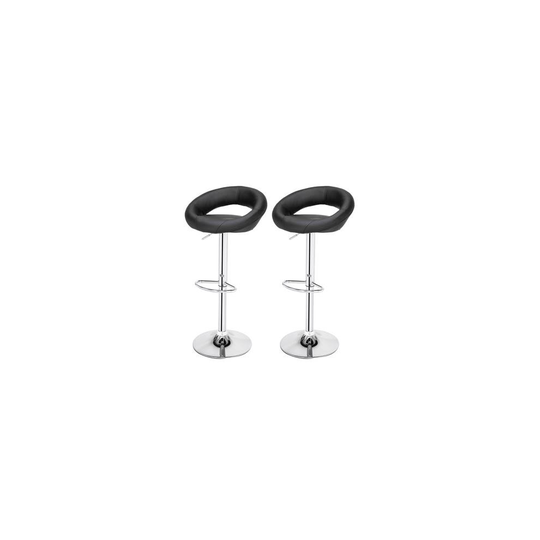 (Black) Bar Stool Set of 2 with Crescent Backrest