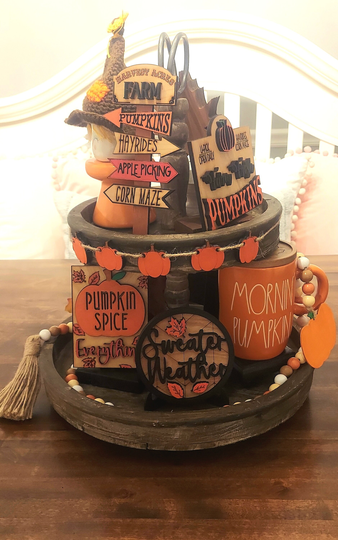 Pumpkin Tiered Tray Decor, Mini Fall Signs, Autumn Wood Sign