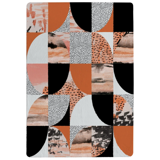 Rivera Circles Shaggy Orange/Black/White Rug