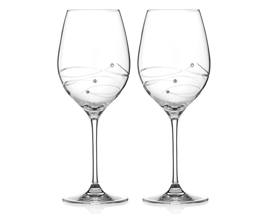Diamante Swarovski Crystal Red Wine Glasses Pair -