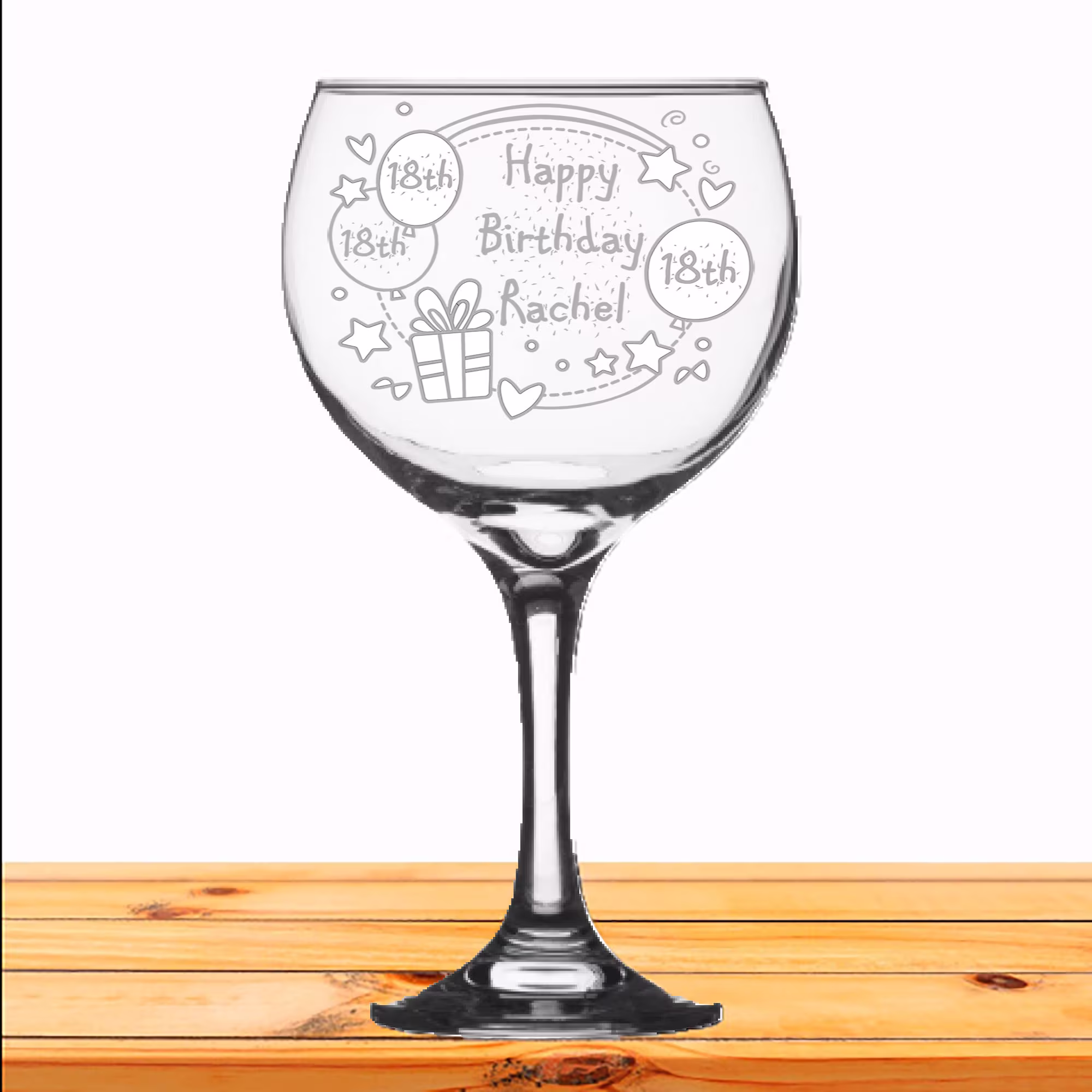 Personalised Engraved Gin Glass Gift Birthday Balloon Design Gifts Present 18Th 21st 30Th 40Th 50Th 60Th 65Th 70Th