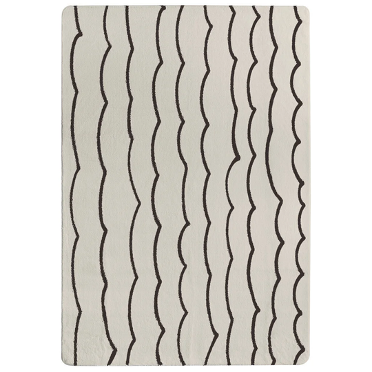 Killian Wave Lines Shaggy White/Brown Rug