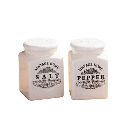 Premier Housewares Salt And Pepper Set / Reusable / Shaker Sets/ Vintage Design - Cream